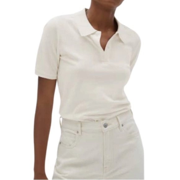 Everlane Tops - Everlane Organic Cotton Cream Colour Polo Shirt